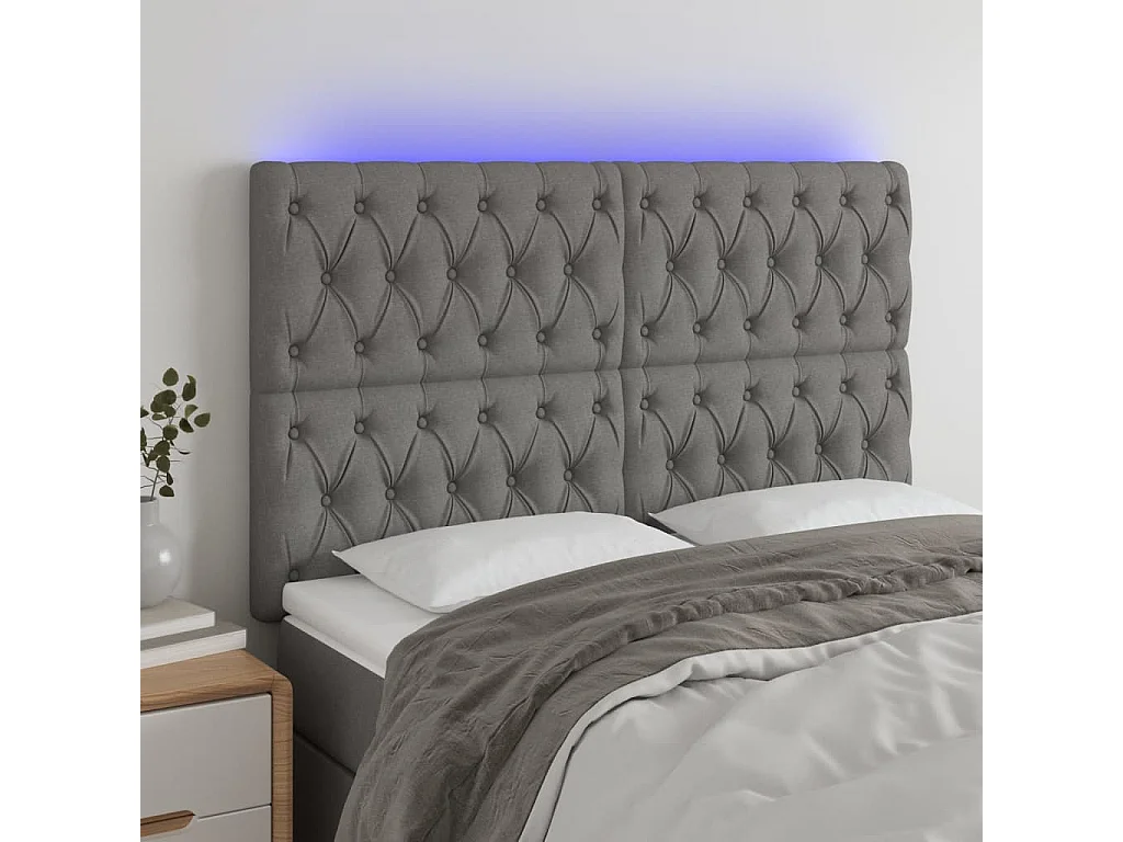 Hoofdbord | Hoofdeinde LED 160x7x118/128 cm stof donkergrijs
