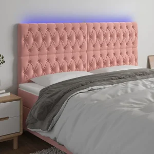 Hoofdbord | Hoofdeinde LED 180x7x118/128 cm fluweel roze Hoofdbord | Hoofdeinde LED 180x7x118/128 cm fluweel roze