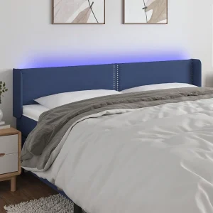 Hoofdbord | Hoofdeinde LED 183x16x78/88 cm stof blauw Hoofdbord | Hoofdeinde LED 183x16x78/88 cm stof blauw