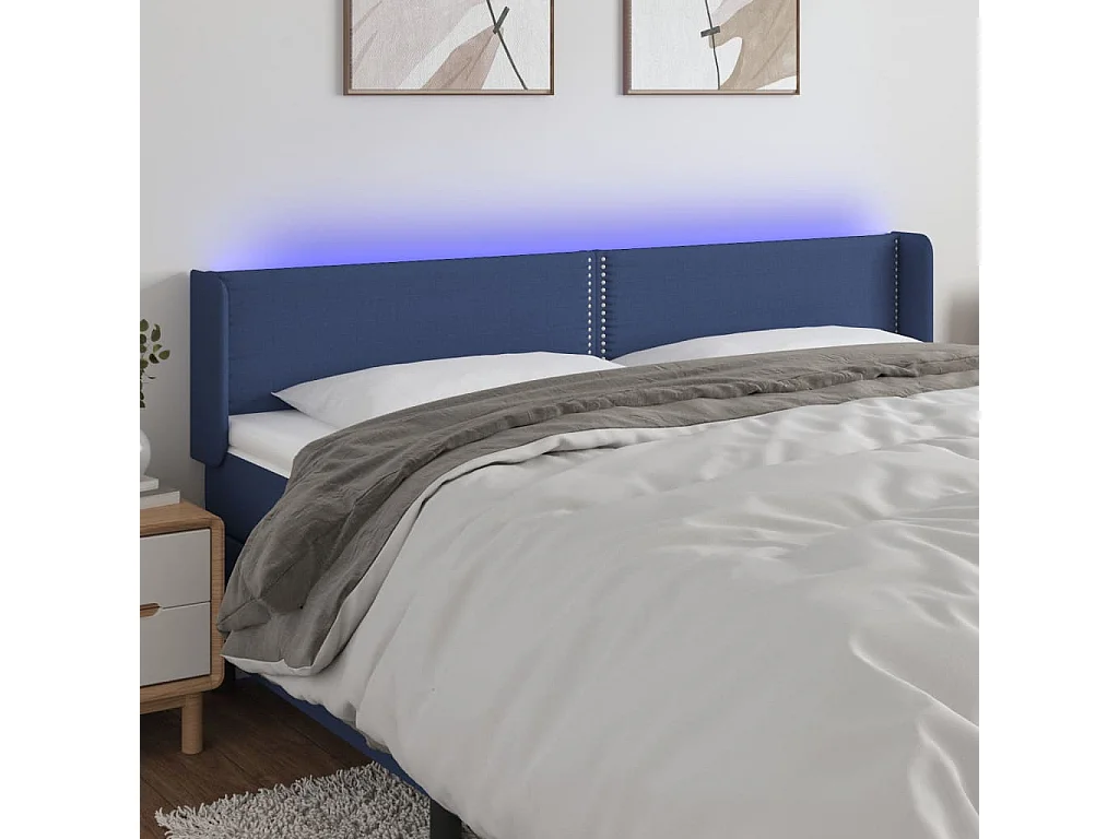 Hoofdbord | Hoofdeinde LED 183x16x78/88 cm stof blauw