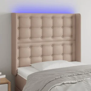 Hoofdbord | Hoofdeinde LED 103x16x118/128 cm kunstleer cappuccinokleurig Hoofdbord | Hoofdeinde LED 103x16x118/128 cm kunstleer cappuccinokleurig