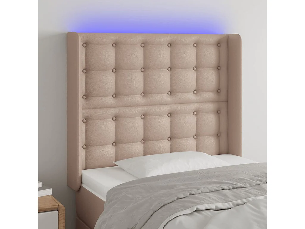 Hoofdbord | Hoofdeinde LED 103x16x118/128 cm kunstleer cappuccinokleurig
