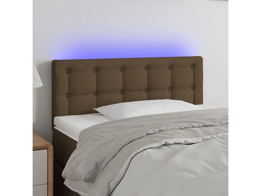 Hoofdbord | Hoofdeinde LED 90x5x78/88 cm stof donkerbruin