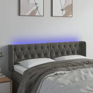 Hoofdbord | Hoofdeinde LED 147x16x78/88 cm fluweel donkergrijs