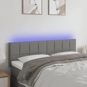 Hoofdbord | Hoofdeinde LED 144x5x78/88 cm stof donkergrijs