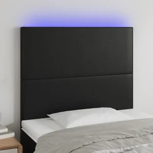 Hoofdbord | Hoofdeinde LED 100x5x118/128 cm kunstleer zwart Hoofdbord | Hoofdeinde LED 100x5x118/128 cm kunstleer zwart