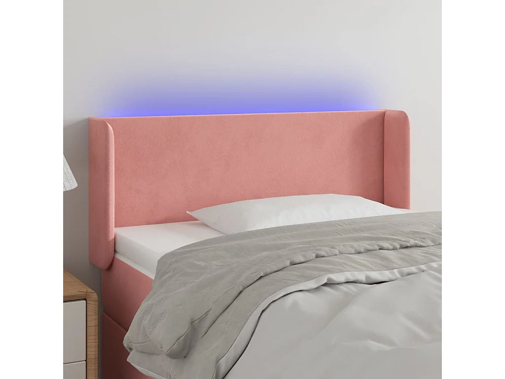 Hoofdbord | Hoofdeinde LED 83x16x78/88 cm fluweel roze