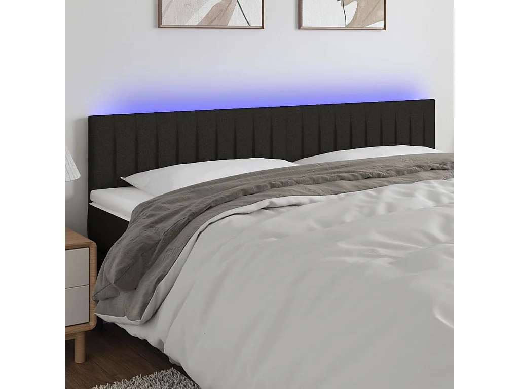 Hoofdbord | Hoofdeinde LED 200x5x78/88 cm stof zwart