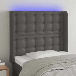 Hoofdbord | Hoofdeinde LED 93x16x118/128 cm kunstleer grijs Hoofdbord | Hoofdeinde LED 93x16x118/128 cm kunstleer grijs