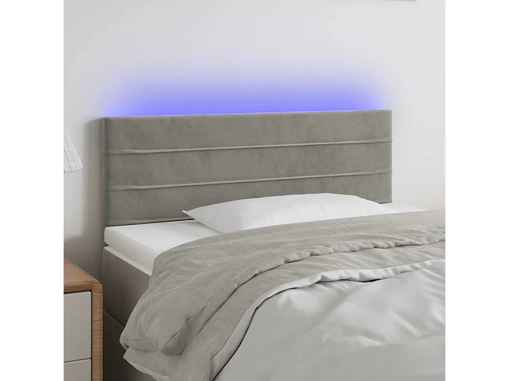 Hoofdbord | Hoofdeinde LED 100x5x78/88 cm fluweel lichtgrijs