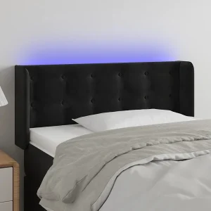 Hoofdbord | Hoofdeinde LED 93x16x78/88 cm fluweel zwart Hoofdbord | Hoofdeinde LED 93x16x78/88 cm fluweel zwart