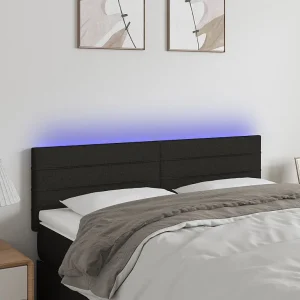 Hoofdbord | Hoofdeinde LED 144x5x78/88 cm stof zwart