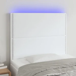 Hoofdbord | Hoofdeinde LED 100x5x118/128 cm kunstleer wit Hoofdbord | Hoofdeinde LED 100x5x118/128 cm kunstleer wit