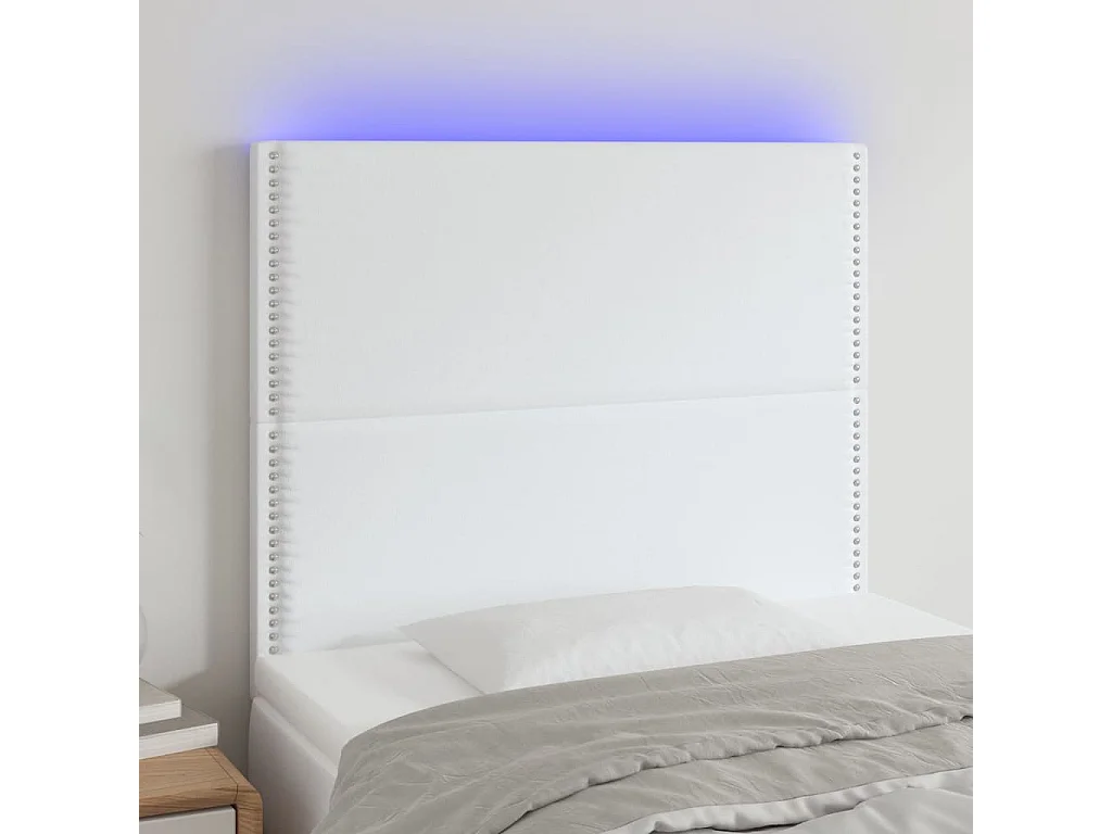 Hoofdbord | Hoofdeinde LED 100x5x118/128 cm kunstleer wit