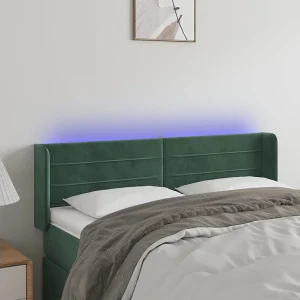 Hoofdbord | Hoofdeinde LED 147x16x78/88 cm fluweel donkergroen
