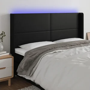 Hoofdbord | Hoofdeinde LED 183x16x118/128 cm kunstleer zwart