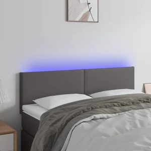Hoofdbord | Hoofdeinde LED 144x5x78/88 cm kunstleer grijs