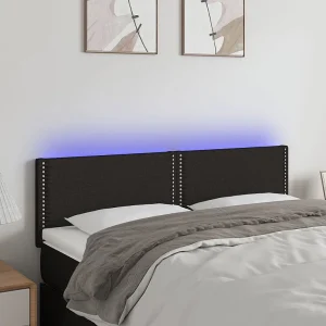 Hoofdbord | Hoofdeinde LED 144x5x78/88 cm stof zwart