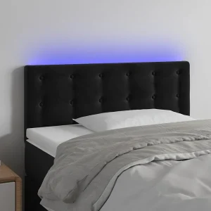 Hoofdbord | Hoofdeinde LED 90x5x78/88 cm fluweel zwart Hoofdbord | Hoofdeinde LED 90x5x78/88 cm fluweel zwart