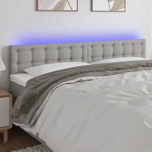 Hoofdbord | Hoofdeinde LED 180x5x78/88 cm stof lichtgrijs