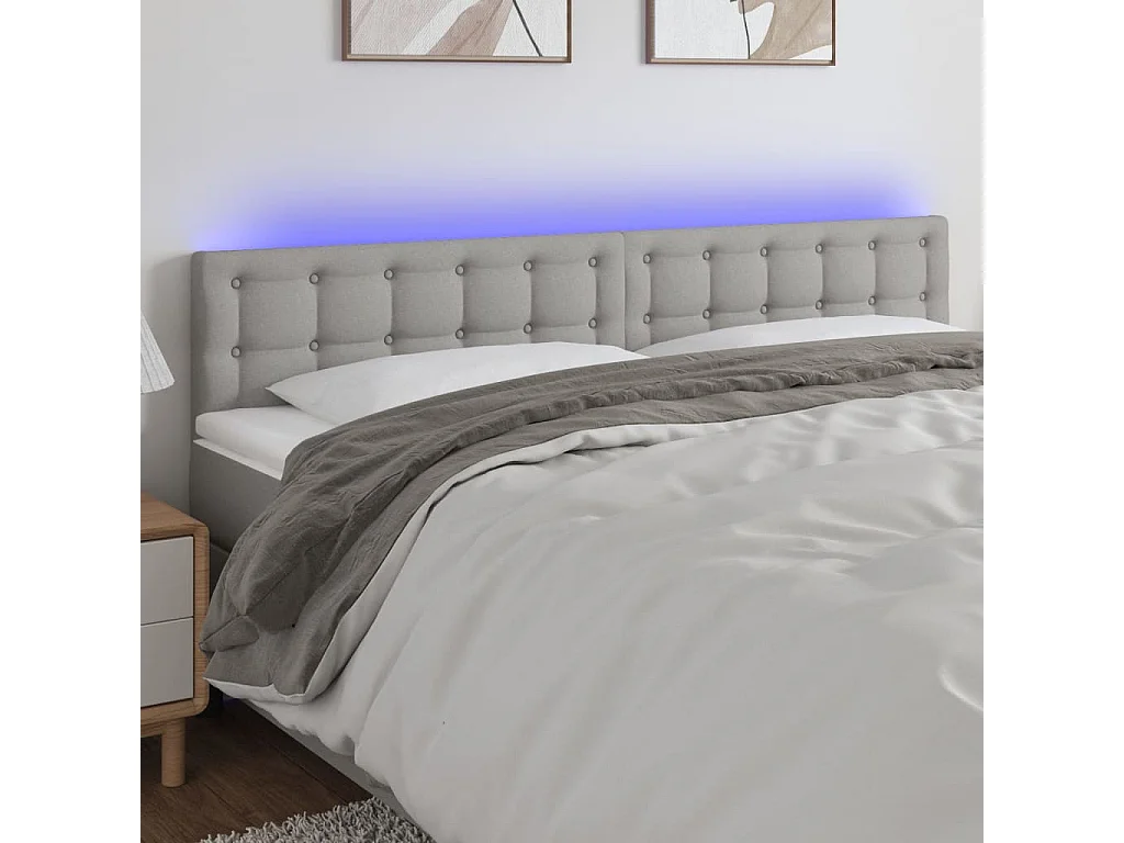 Hoofdbord | Hoofdeinde LED 180x5x78/88 cm stof lichtgrijs