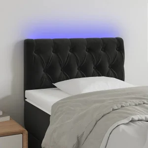Hoofdbord | Hoofdeinde LED 80x7x78/88 cm fluweel zwart Hoofdbord | Hoofdeinde LED 80x7x78/88 cm fluweel zwart