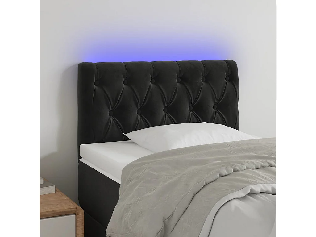 Hoofdbord | Hoofdeinde LED 80x7x78/88 cm fluweel zwart