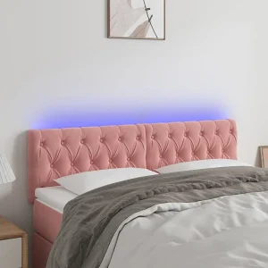 Hoofdbord | Hoofdeinde LED 160x7x78/88 cm fluweel roze Hoofdbord | Hoofdeinde LED 160x7x78/88 cm fluweel roze