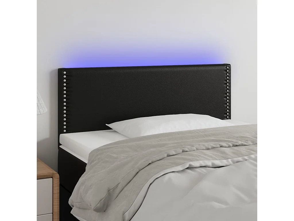 Hoofdbord | Hoofdeinde LED 100x5x78/88 cm kunstleer zwart