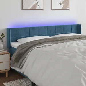 Hoofdbord | Hoofdeinde LED 183x16x78/88 cm fluweel donkerblauw Hoofdbord | Hoofdeinde LED 183x16x78/88 cm fluweel donkerblauw