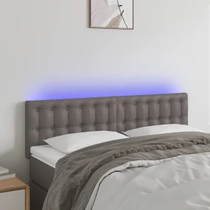 Hoofdbord | Hoofdeinde LED 144x5x78/88 cm kunstleer grijs