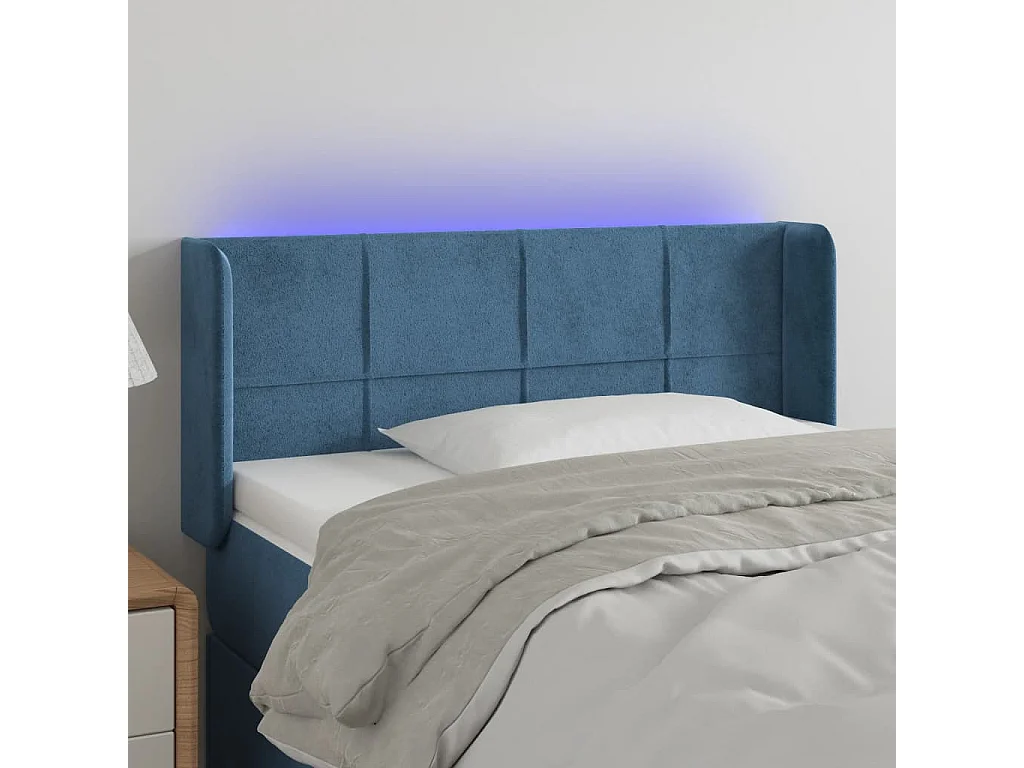 Hoofdbord | Hoofdeinde LED 103x16x78/88 cm fluweel donkerblauw