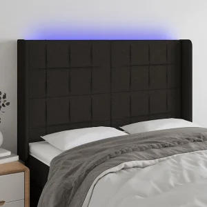 Hoofdbord | Hoofdeinde LED 147x16x118/128 cm stof zwart