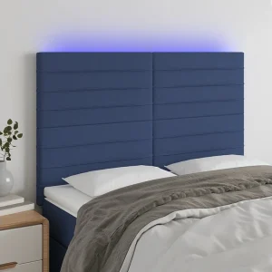 Hoofdbord | Hoofdeinde LED 144x5x118/128 cm stof blauw Hoofdbord | Hoofdeinde LED 144x5x118/128 cm stof blauw