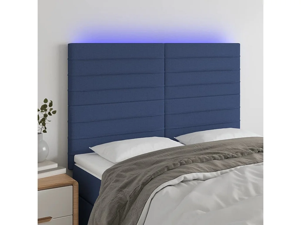Hoofdbord | Hoofdeinde LED 144x5x118/128 cm stof blauw