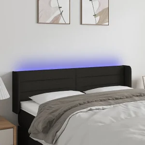 Hoofdbord | Hoofdeinde LED 147x16x78/88 cm stof zwart Hoofdbord | Hoofdeinde LED 147x16x78/88 cm stof zwart