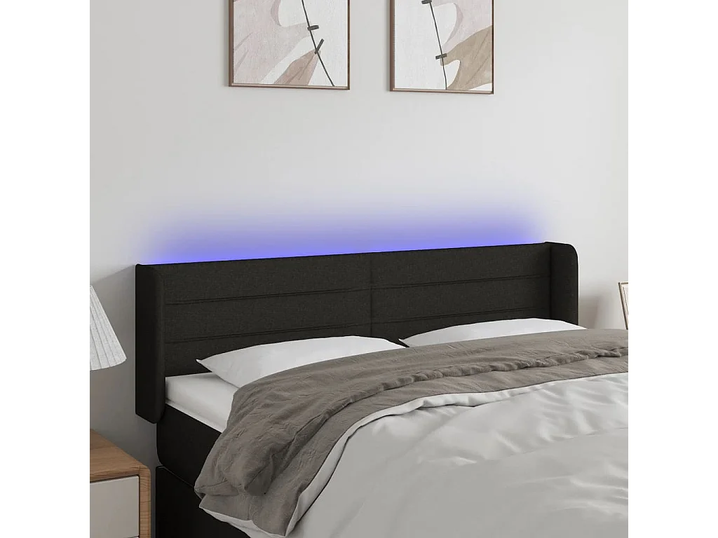 Hoofdbord | Hoofdeinde LED 147x16x78/88 cm stof zwart