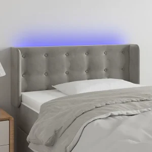 Hoofdbord | Hoofdeinde LED 103x16x78/88 cm fluweel lichtgrijs Hoofdbord | Hoofdeinde LED 103x16x78/88 cm fluweel lichtgrijs