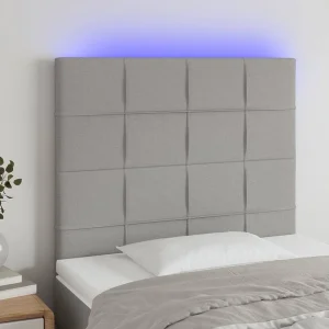 Hoofdbord | Hoofdeinde LED 80x5x118/128 cm stof lichtgrijs