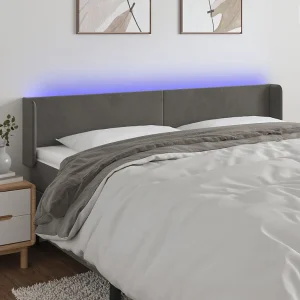 Hoofdbord | Hoofdeinde LED 163x16x78/88 cm fluweel donkergrijs Hoofdbord | Hoofdeinde LED 163x16x78/88 cm fluweel donkergrijs