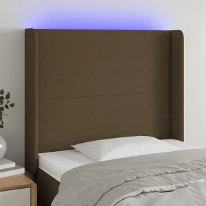 Hoofdbord | Hoofdeinde LED 103x16x118/128 cm stof donkerbruin Hoofdbord | Hoofdeinde LED 103x16x118/128 cm stof donkerbruin