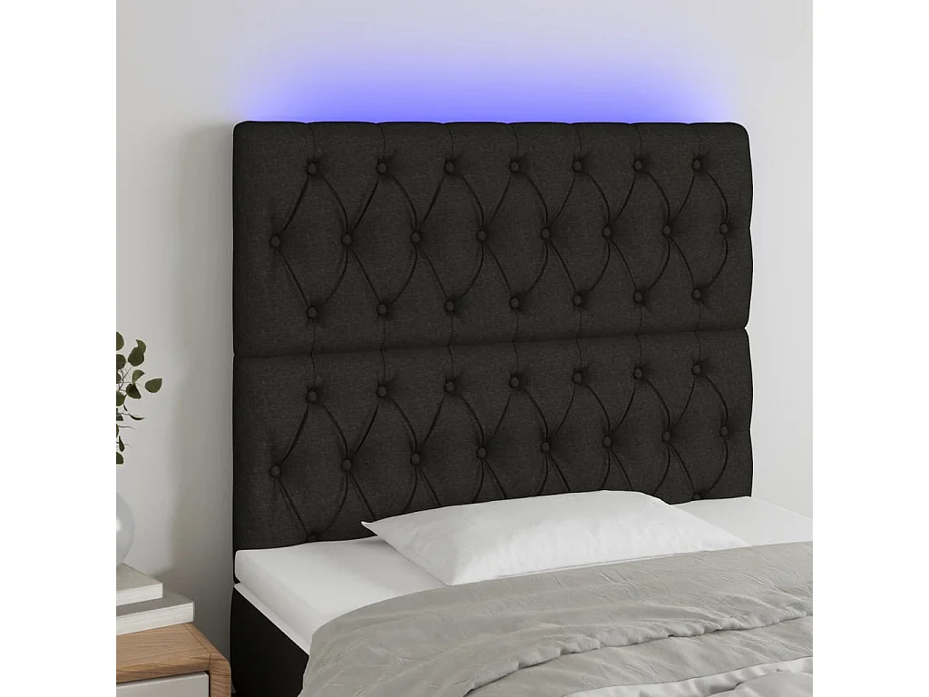 Hoofdbord | Hoofdeinde LED 90x7x118/128 cm stof zwart