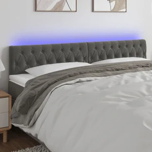 Hoofdbord | Hoofdeinde LED 200x7x78/88 cm fluweel donkergrijs Hoofdbord | Hoofdeinde LED 200x7x78/88 cm fluweel donkergrijs