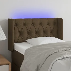 Hoofdbord | Hoofdeinde LED 83x16x78/88 cm stof donkerbruin
