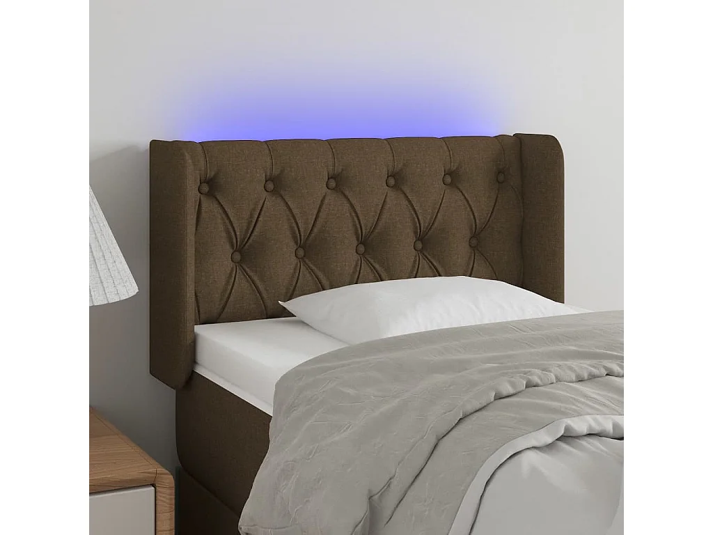 Hoofdbord | Hoofdeinde LED 83x16x78/88 cm stof donkerbruin