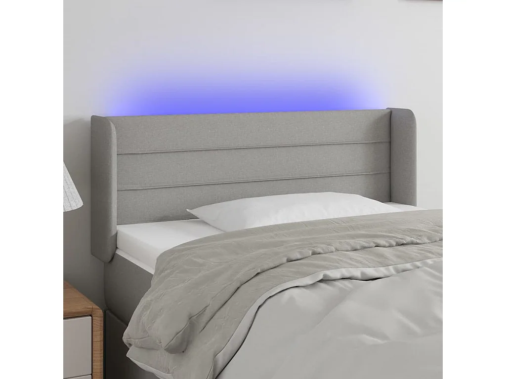 Hoofdbord | Hoofdeinde LED 103x16x78/88 cm stof lichtgrijs