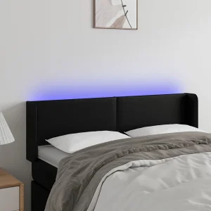 Hoofdbord | Hoofdeinde LED 147x16x78/88 cm kunstleer zwart