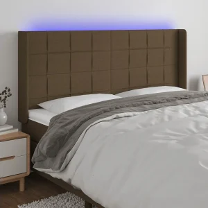 Hoofdbord | Hoofdeinde LED 163x16x118/128 cm stof donkerbruin Hoofdbord | Hoofdeinde LED 163x16x118/128 cm stof donkerbruin