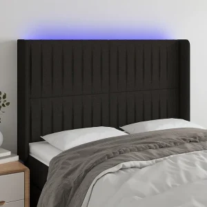 Hoofdbord | Hoofdeinde LED 147x16x118/128 cm stof zwart