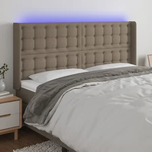 Hoofdbord | Hoofdeinde LED 203x16x118/128 cm stof taupe